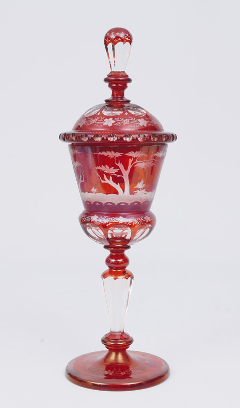 A large Biedermeier glass goblet