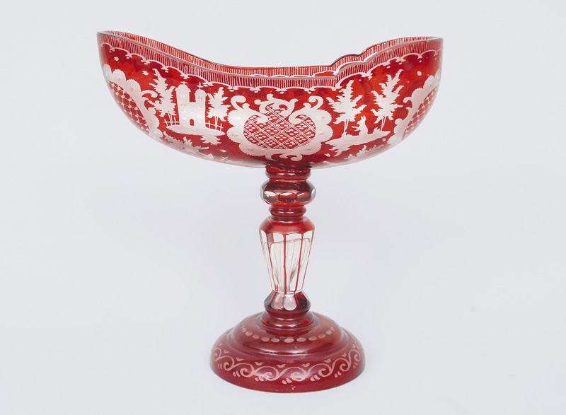 A Biedermeier bowl with carved ornaments