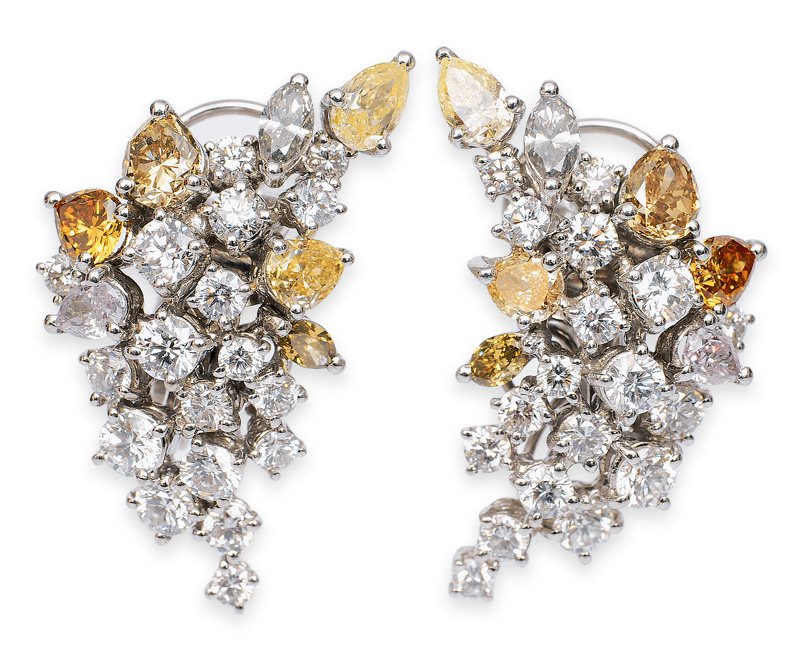 A pair of diamond earrings