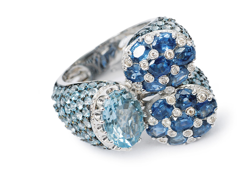 Saphir-Blau-Topas-Ring