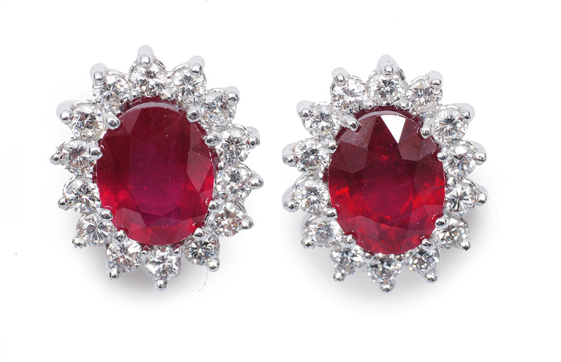 A pair of ruby earrings