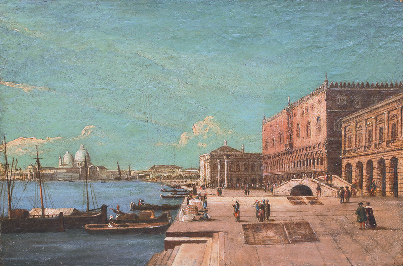 Dogenpalast von Venedig mit Ponte della Paglia und Markusplatz