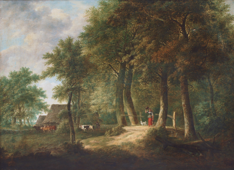Johann Heinrich Menken - Wood Landscape with Figures and Cattle Wood Landscape with Figures and Cattle