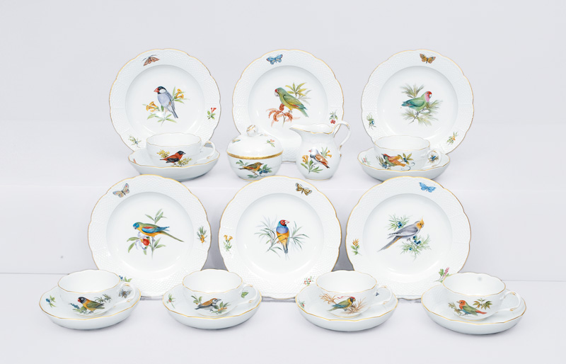 A tea service "exotic birds and insects" for 6 persons