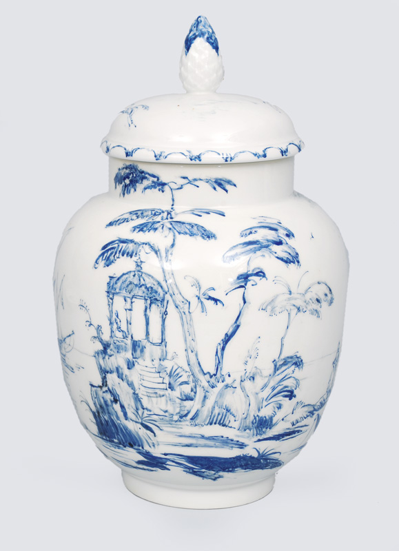 A big vase with blue painting