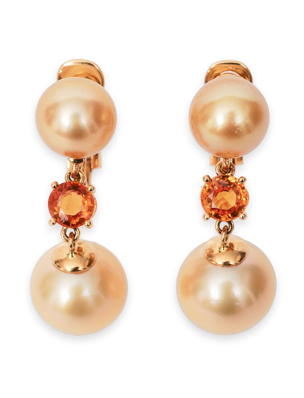 A pair of precious Southsea cultured pearl earrings