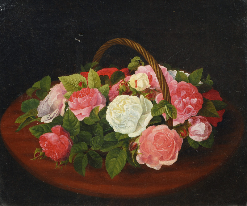 Bouquet of Roses in a Basket
