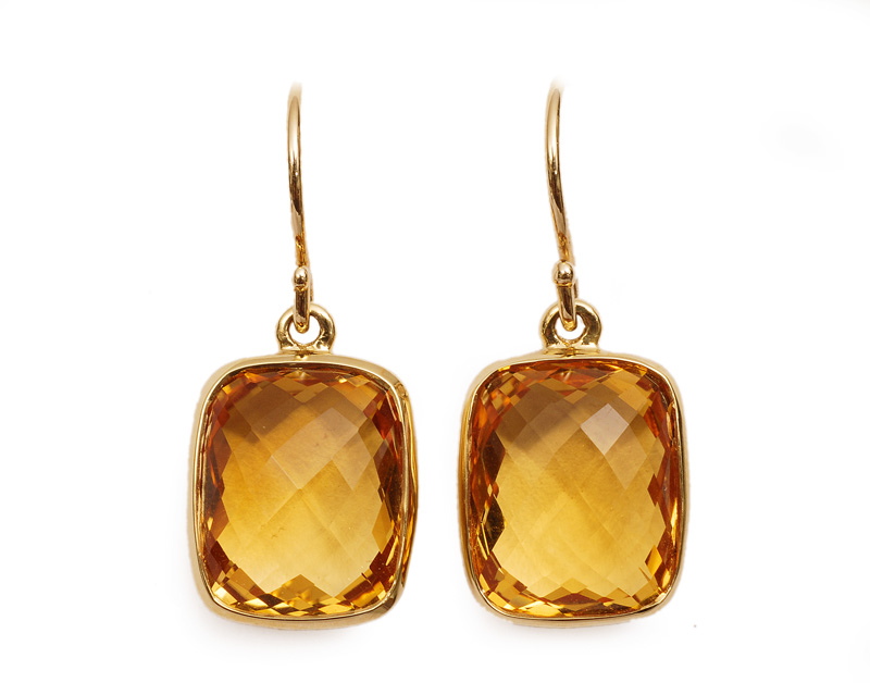 A pair of citrine ear pendants