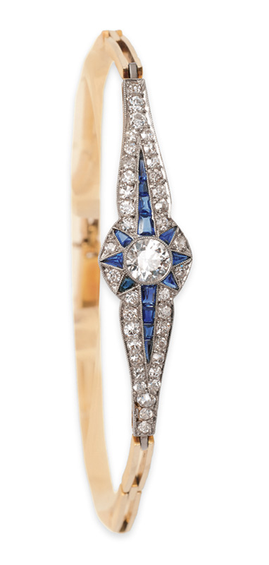 An Art-déco diamond sapphire bracelet