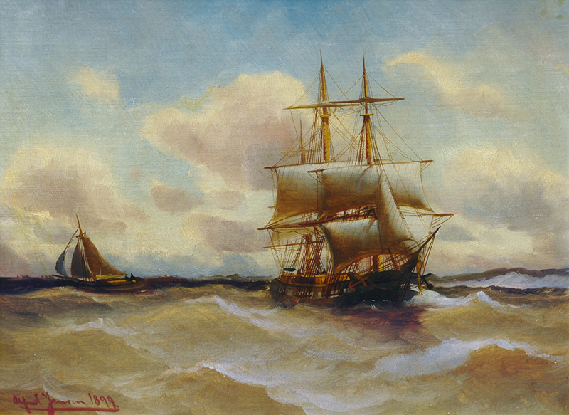 Barque on Choppy Sea