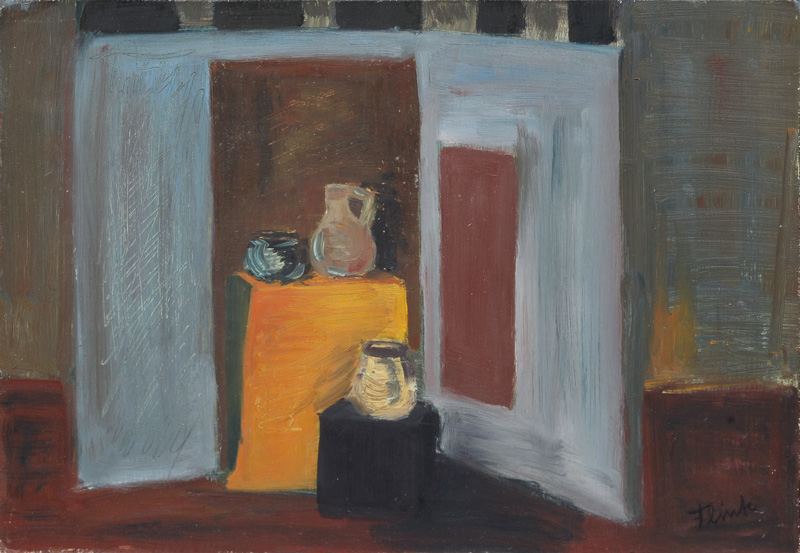 Still Life with Jars on a yellow Cloth