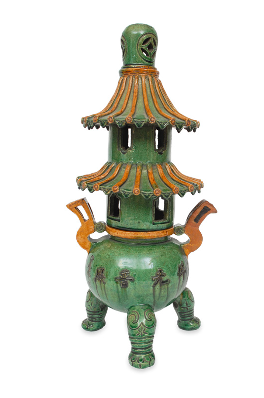 A incense burner in form of a pagoda