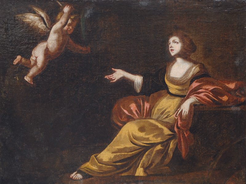 A female Saint receiving a Palm Frond