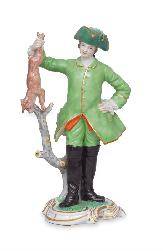 Figur "Jäger mit Hase" aus der Frankenthaler Jagd