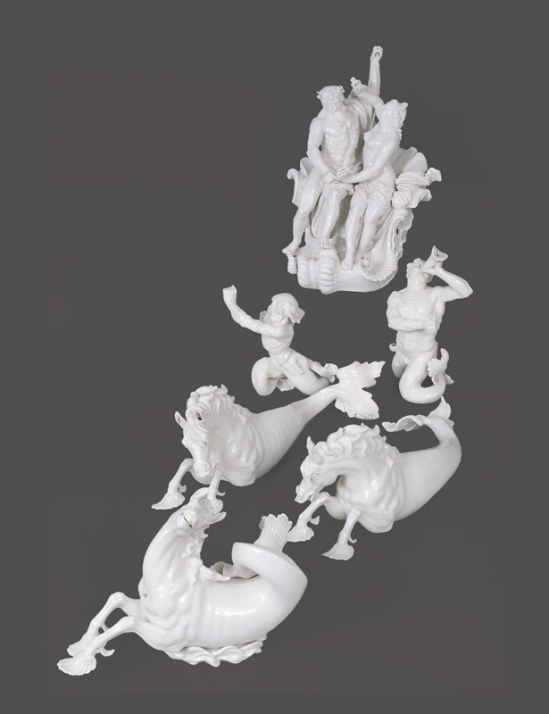 A set of 6 figurines of the monumental table centrepiece "Neptune Chariot"