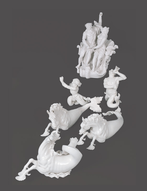 Dominikus Aulicezk - A set of 6 figurines of the monumental table centrepiece "Neptune Chariot" A set of 6 figurines of the monumental table centrepiece "Neptune Chariot"