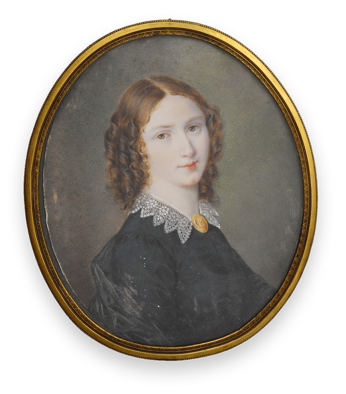 Biedermeier-Miniaturportrait "Junge Dame"