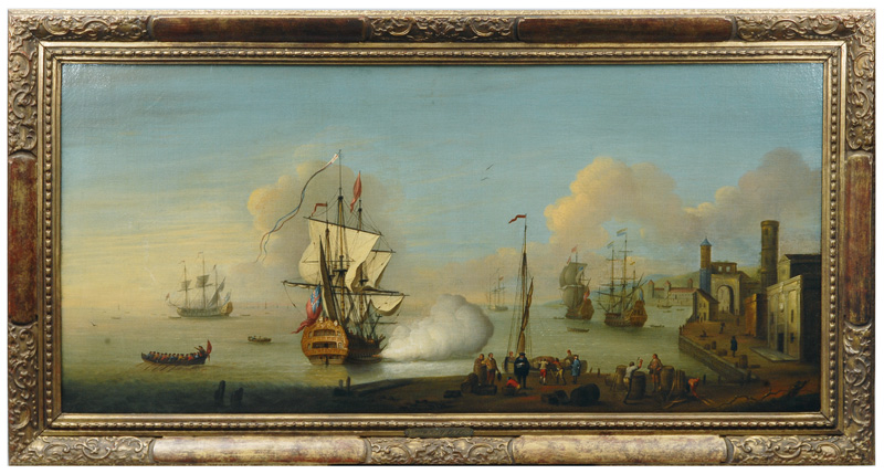 English and Dutch Ships in a mediterranean harbour - image 2