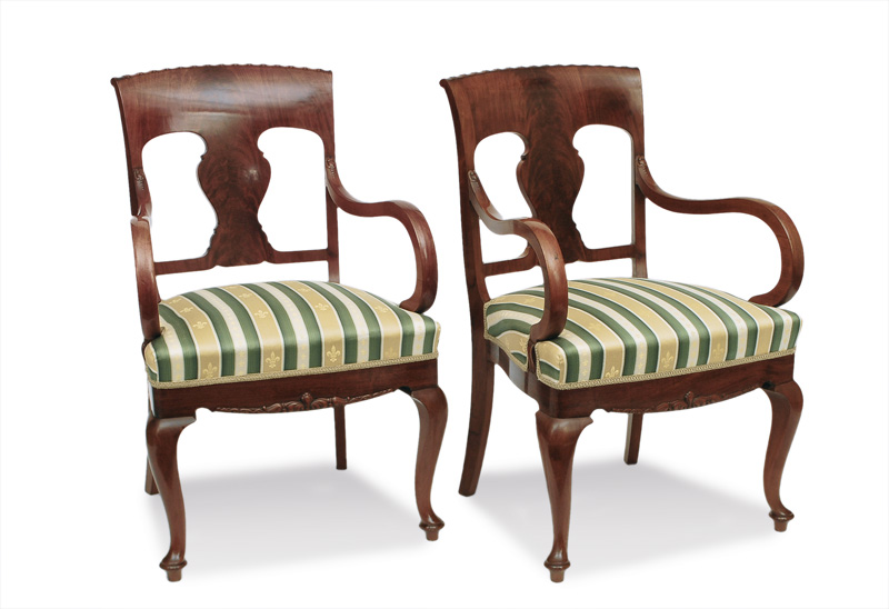 A pair of armchairs in the style of Biedermeier
