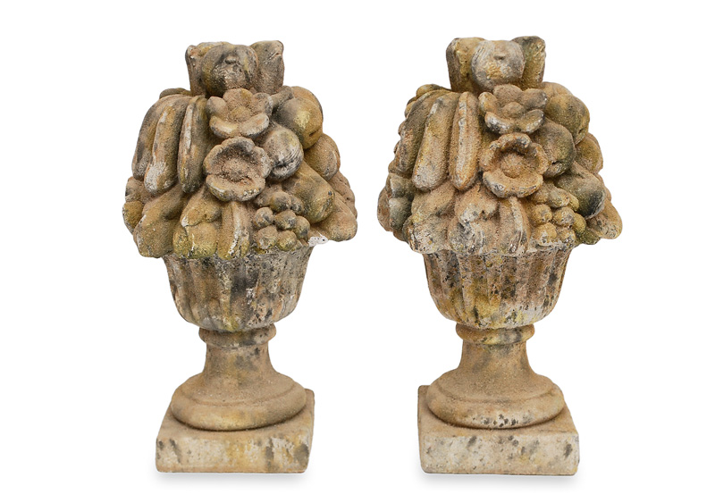 A pair of garden decorations