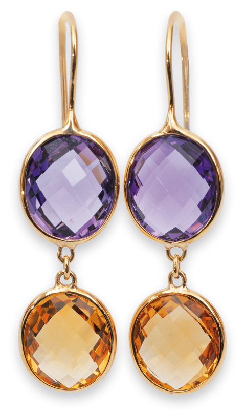 A pair of gemstone ear pendant