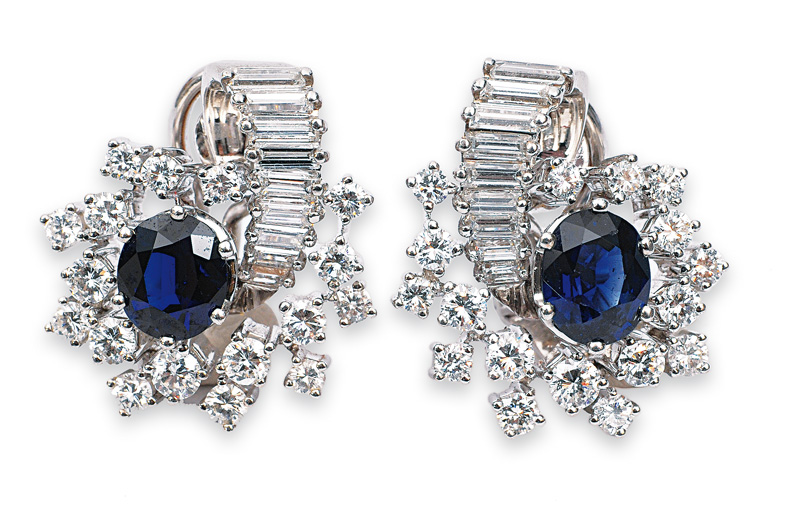 A pair of sapphire earrings