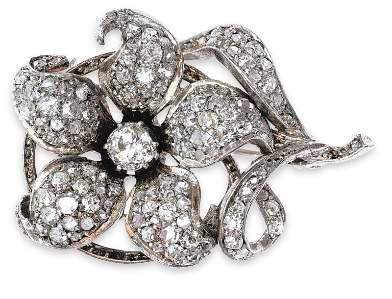 An Art-Nouveau diamond brooch