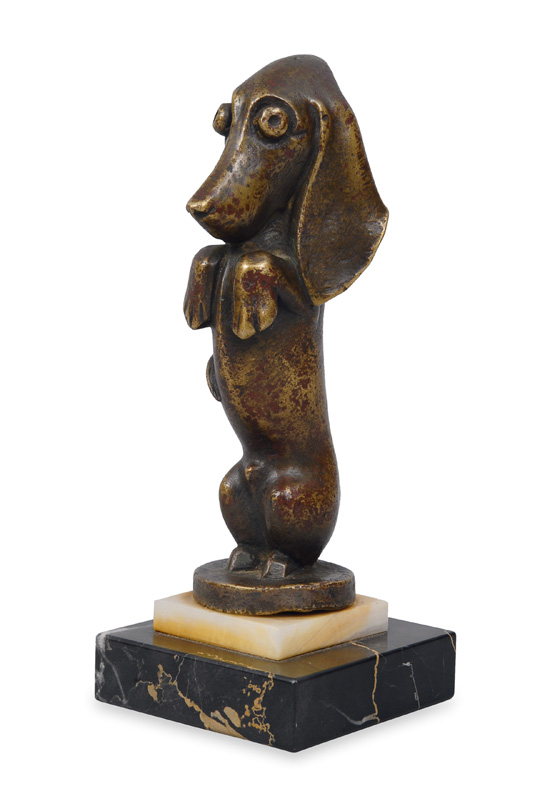 Französische Bronze-Figur "Kleiner Dackel"