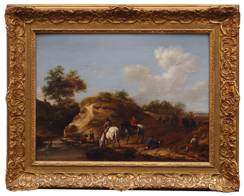 Landscape with Equestrians and Falconers by a River - image 2