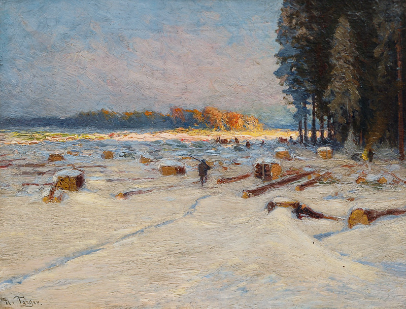 Karl Hanns Taeger - Evening mood in a winterly Wood Evening mood in a winterly Wood