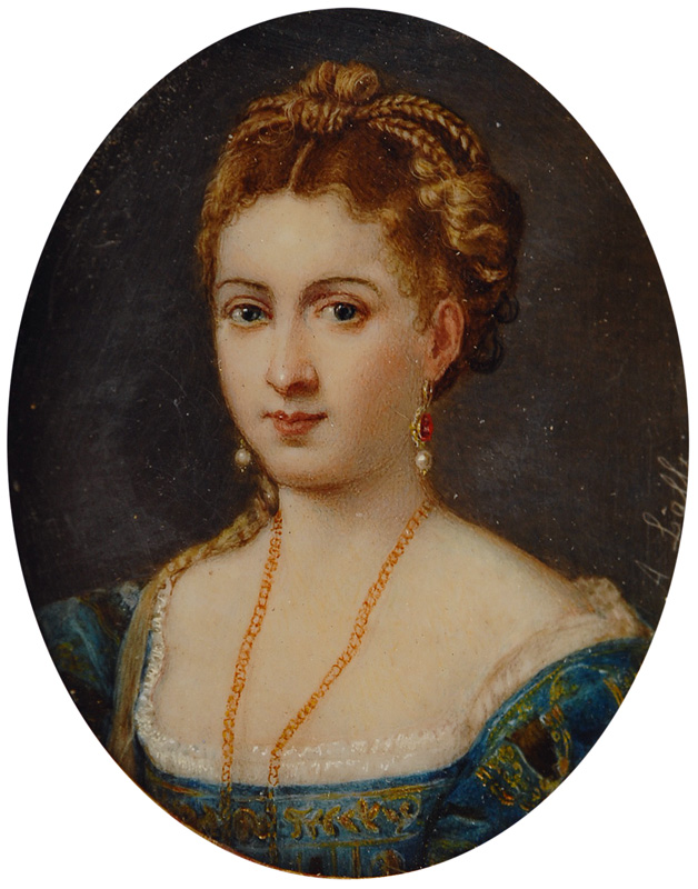 A miniature portrait "La Bella" after Tiziano