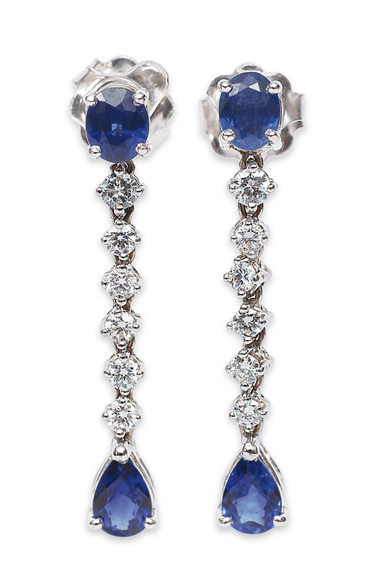 A pair of sapphire earrings