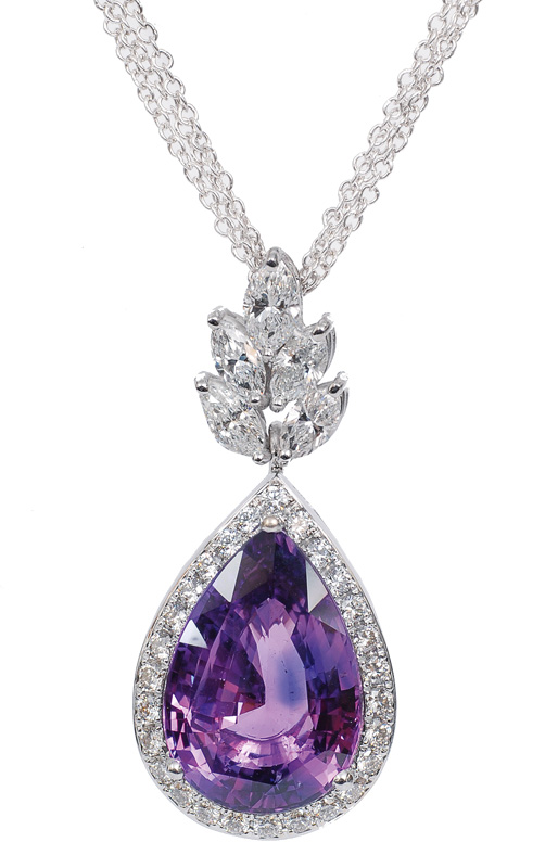A magnificent purple-sapphire necklace