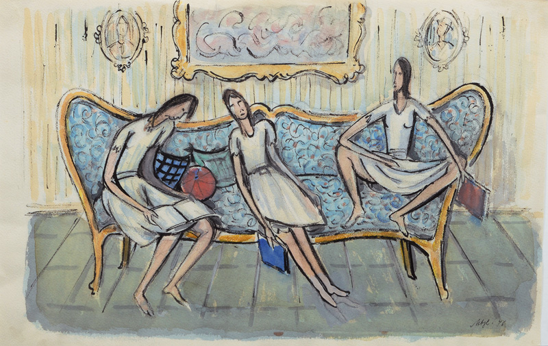 Three Girls on a Sofa