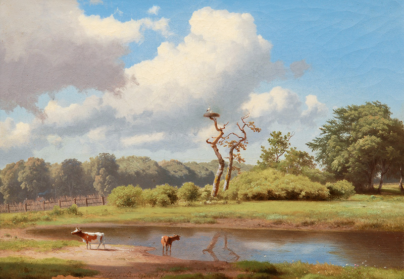 Idyllic Landscape with Stork"s Nest