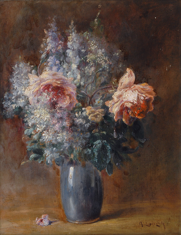 Flower Still Life in a blue Vase