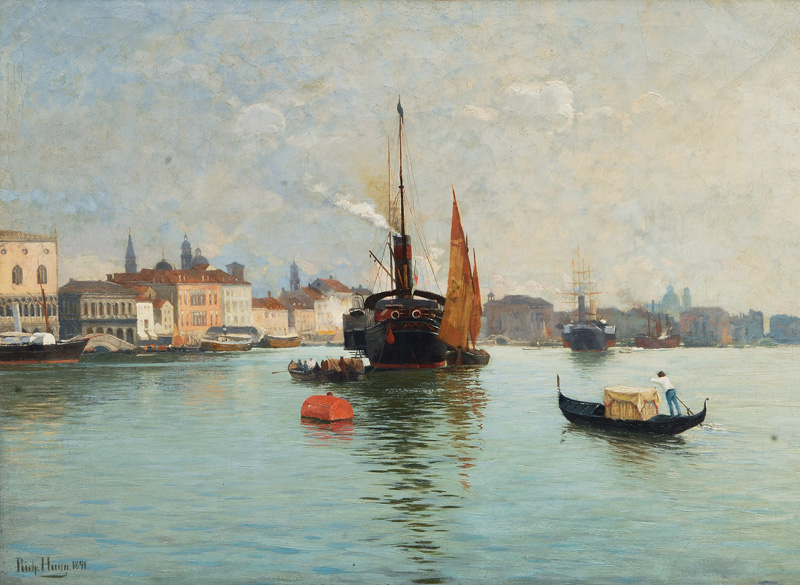 Richard von Hagn - Paddle Steamer off Venice Paddle Steamer off Venice