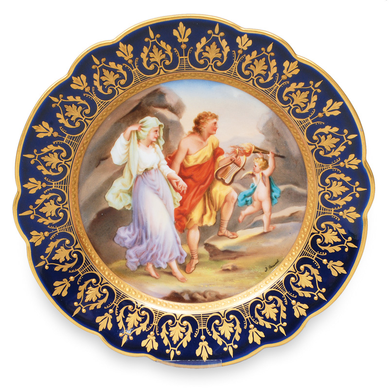 A portrait plate "Orpheus und Eurydike" in the style of Vienna