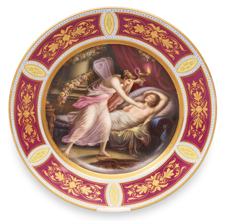 A plate with depiction of "Amor and Psyche" in style of Vienna