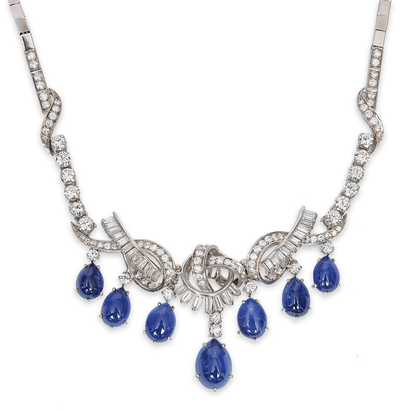 An extraordinary highcarat sapphire diamond necklace