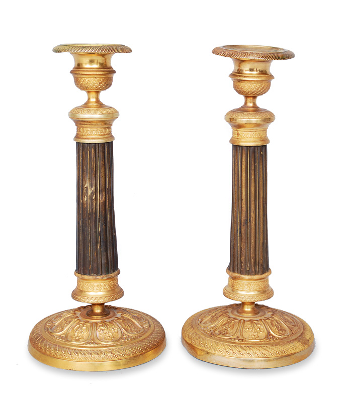 A pair of Empire candle holders