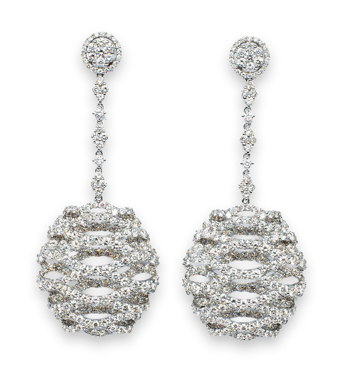 A pair of diamond earpendants