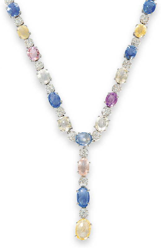 High quality sapphire diamond necklace