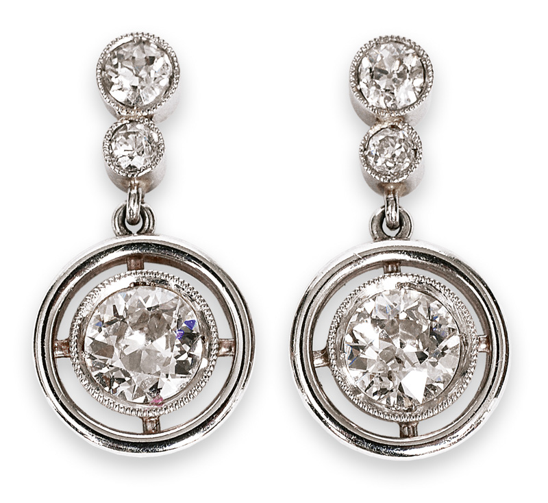 A pair of diamond earrings