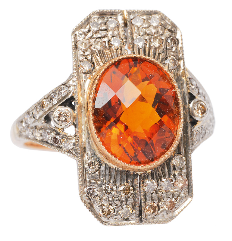 A citrine diamond ring