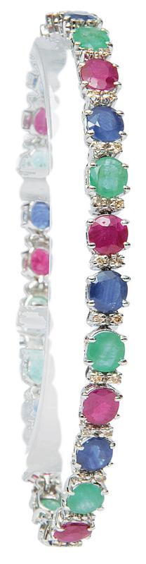 An emerald sapphire ruby bracelet