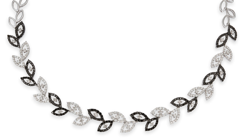 Feines Diamant Collier mit zierlichem Blattzierat