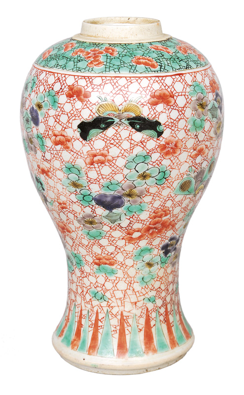 A small vase with mille fleur decoration