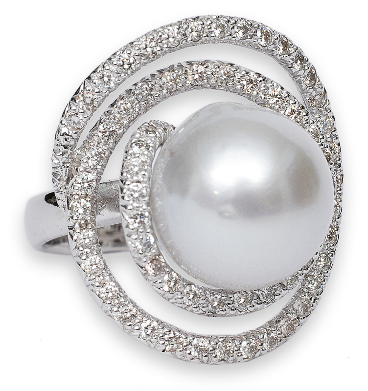A large Southsea pearl diamond ring