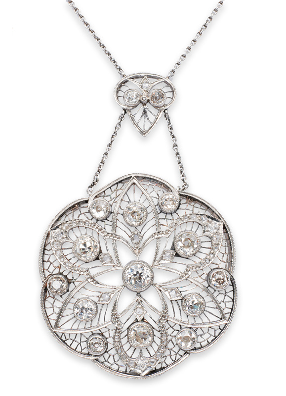 An Art-Nouveau diamond pendant